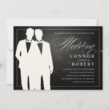gay chalkboard wedding two grooms silhouettes invitation
