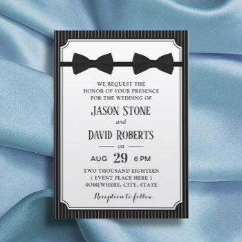 gay wedding double bow ties classy black invitation