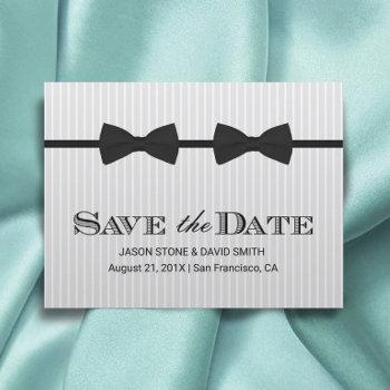gay wedding double bow ties save the date announcement postcard