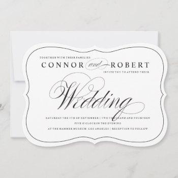 gay wedding invitation black & white elegance