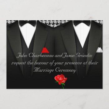 gay wedding invitation elegant tuxedos