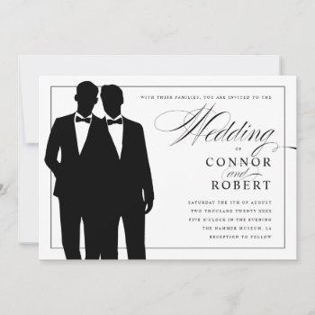 gay wedding invitation two grooms silhouettes
