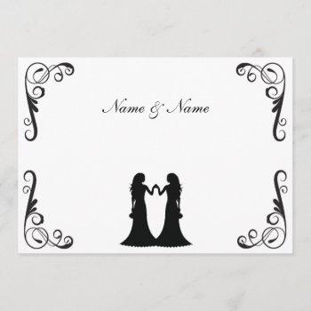 gay wedding invite - two brides black and white