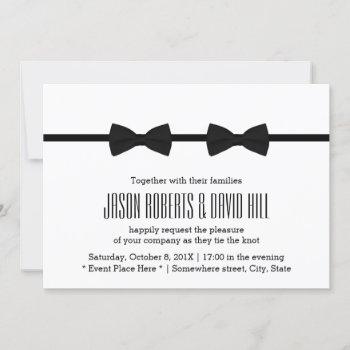 gay wedding minimalist classic bow tie mr. & mr. invitation
