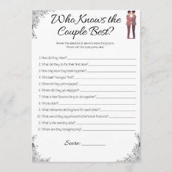 gay wedding shower game, who know's the couple? invitation