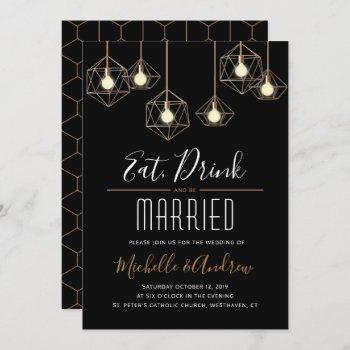 Small Geo Lights Eat Drink And Be Married Wedding Front View