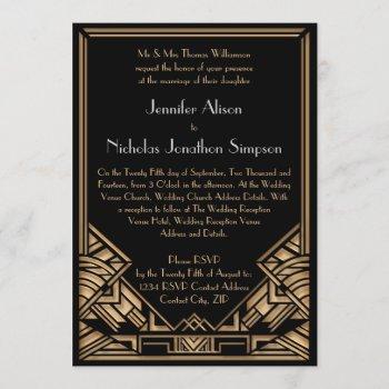 Small Geometric Art Deco Gatsby Style Wedding Invites Front View