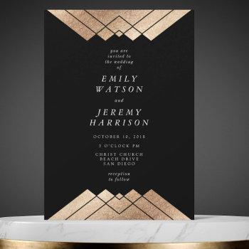 Small Geometric Black Gold Gatsby Wedding Front View