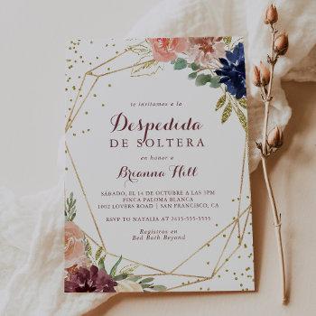 geometric gold glitter spanish bridal shower invitation