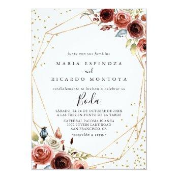 Small Geometric Gold Glitter Spring Spanish Wedding Front View