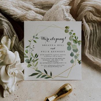 Small Geometric Gold Tropical Green Elopement Reception Front View