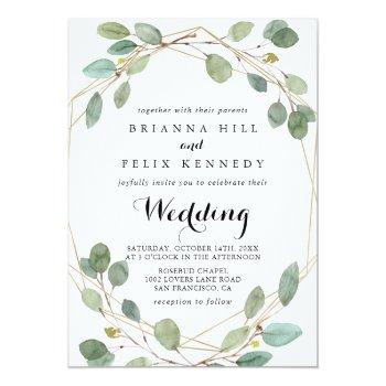 Small Geometric Greenery Eucalyptus Front & Back Wedding Front View