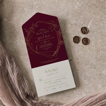 gilded floral | burgundy and gold wedding all in one invitation