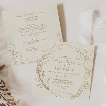 gilded floral | cream and gold all in one wedding  invitation