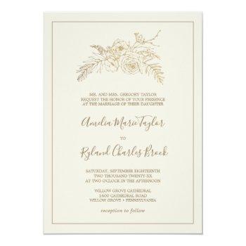 Small Gilded Floral | Cream And Gold Formal Wedding Front View