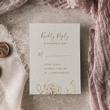 Small Gilded Floral | Cream Gold Simple Rsvp Front View