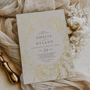 gilded floral | gold foil cream casual wedding foil invitation