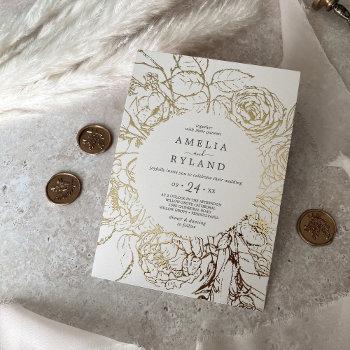 gilded floral | gold foil cream casual wedding foil invitation
