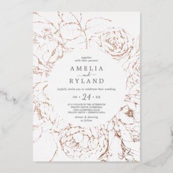 gilded floral | rose gold foil casual wedding foil invitation