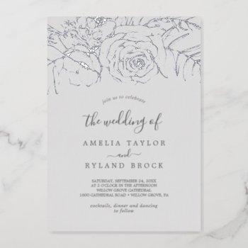 gilded floral | silver foil gray the wedding of foil invitation