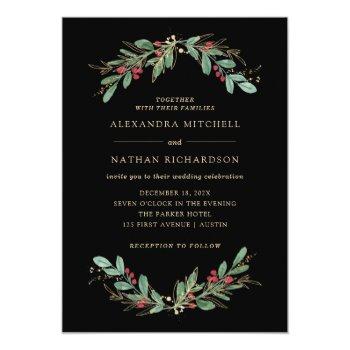 Small Gilded Greenery Black | Christmas Holiday Wedding Front View