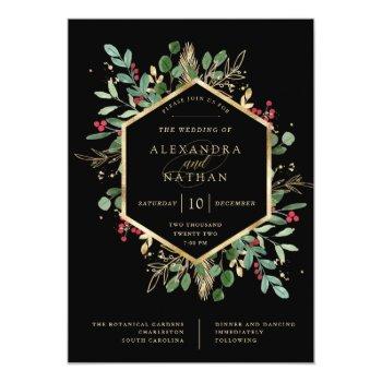 Small Gilded Greenery On Black | Christmas Wedding Front View