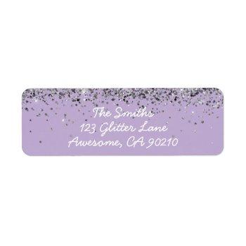 girly script purple silver wedding return address label