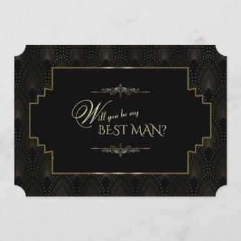 Small Glam Art Deco Great Gatsby Be My Best Man Front View