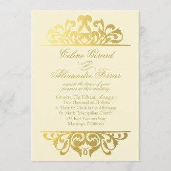 Small Glam Gold Foil Flourish Wedding | Ivory Gold Front View