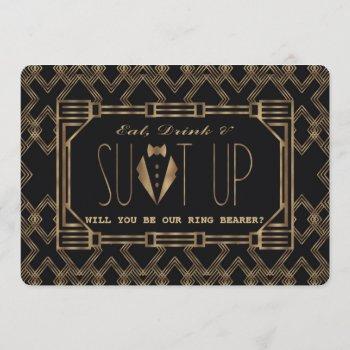 glam great gatsby will you be my ring bearer invitation