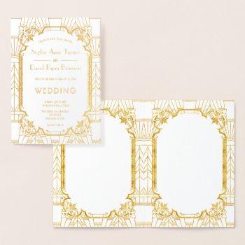 glamorous gold great gatsby art deco wedding   foil card