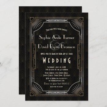 glamorous great gatsby gold art deco wedding invitation