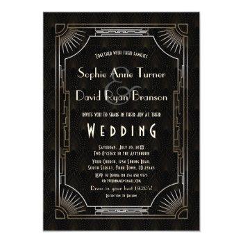 Small Glamorous Great Gatsby Gold Art Deco Wedding Front View