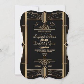 Small Glamorous Roaring 20's Great Gatsby Wedding Invite Front View