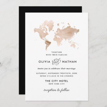 Small Glamorous World Map | Elegant Travel Theme Wedding Front View