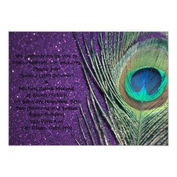 Small Glittery Purple Peacock Wedding Front View