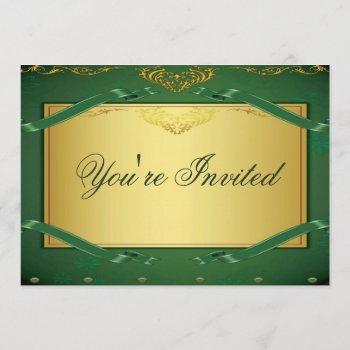 gold and green party invitation