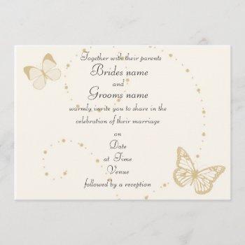 gold and ivory butterfly theme wedding invitations