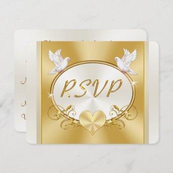 Small Gold And Off White Wedding Rsvp Response Front View