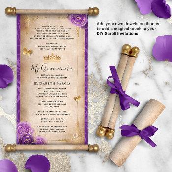 Small Gold And Purple Quinceanera Diy Scroll Front View