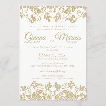 Small Gold And White Damask Wedding Front View