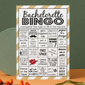 gold bachelorette bingo, party game, challenge invitation