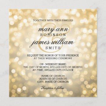 gold bokeh lights elegant wedding invitation