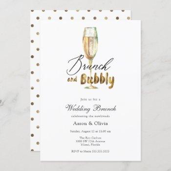 gold brunch and bubbly champagne wedding brunch invitation