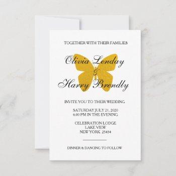 Small Gold Butterfly - Faux Foil Wedding Front View