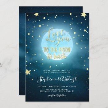 Small Gold Calligraphy Starry Night Wedding Front View