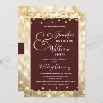 Small Gold Champagne Burgundy Elegant Wedding Front View