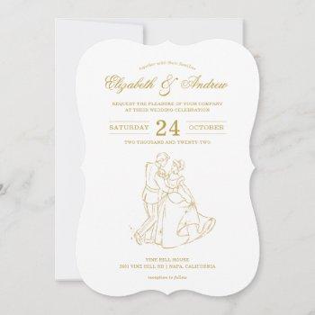 gold cinderella fairy tale wedding invitations