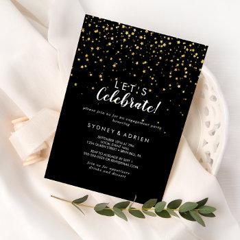 Small Gold Confetti | Black Let's Celebrate Party Front View