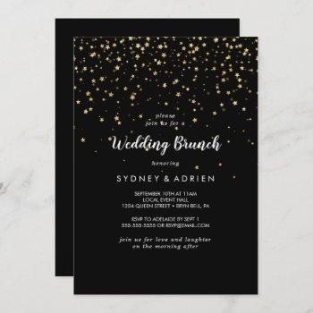 gold confetti | black wedding brunch invitation